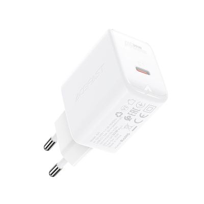 3. Acefast charger GaN USB Type C 30W, PD, QC 3.0, AFC, FCP white (A21 white)
