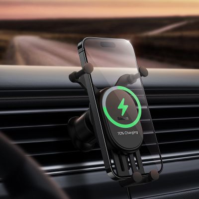 9. Baseus car holder with built-in 15W inductive charger for air vent black