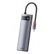 3. Baseus Metal Gleam 8in1 USB-C Hub - USB-C PD 100W 1x HDMI 4K 30Hz 1x SD and microSD card reader 3x USB-A 3.2 1xRJ45 - gray