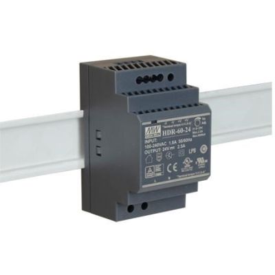 MEAN WELL HDR-60-24 DIN RAIL SWITCHING POWER SUPPLY 24V/60W/2.5A