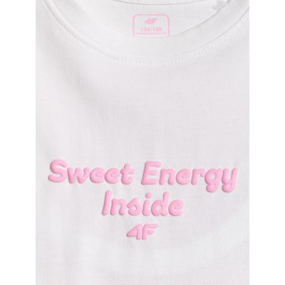7. Girls' loose T-shirt with print 4F 4FJRSS26TTSHF3825-10S