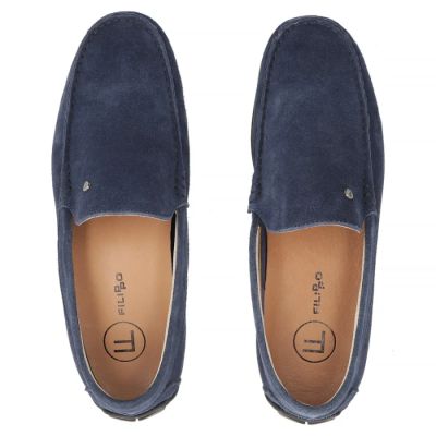 5. Men's leather moccasins, navy blue, Filippo MP923