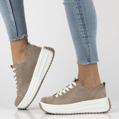 5. Beige women's leather platform shoes Filippo DP6795