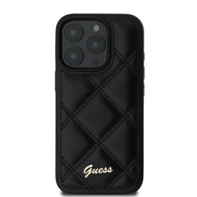3. Guess Quilted Metal Logo iPhone 16 Pro Case - Black