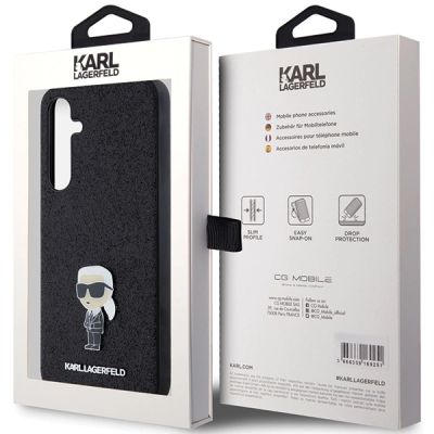 8. Karl Lagerfeld Fixed Glitter Ikonik Logo Metal Pin case for Samsung Galaxy A35 - black