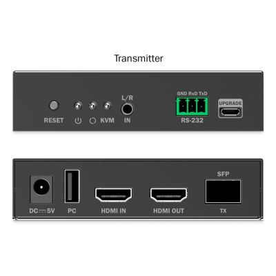 10. HDMI 4K/60Hz Fiber Optic Extender with KVM USB 1.1 over IP 1G, up to 40km/300m, max. 253 receivers, HDMI Loop-Out, Audio - Set