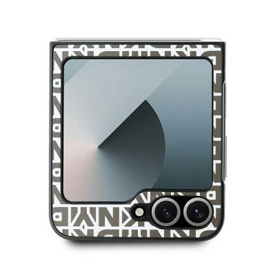 3. DKNY Repeat Pattern Bottom Stripe Case for Samsung Galaxy Z Flip 6 - Brown