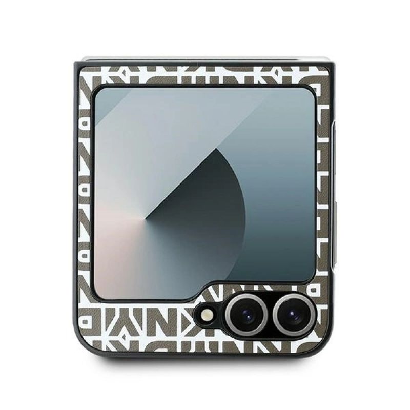 3. DKNY Repeat Pattern Bottom Stripe Case for Samsung Galaxy Z Flip 6 - Brown