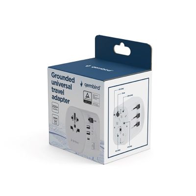 6. GEMBIRD UNIVERSAL GROUNDED TRAVEL ADAPTER 15W, WHITE