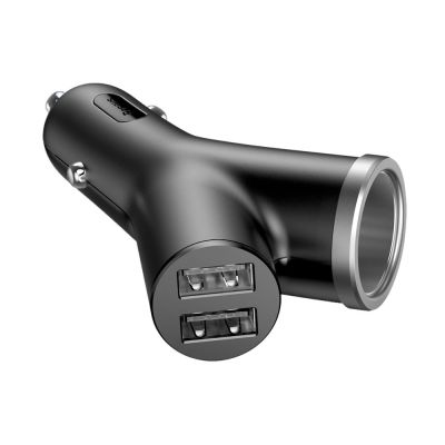 3. Baseus Y Type Car Charger car charger 2x USB + cigarette lighter socket 3.4A black (CCALL-YX01)