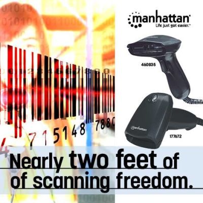 2. Manhattan 177672 Barcode Reader Handheld 1D CCD Barcode Reader Black