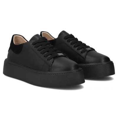 4. Women's leather platform sneakers, black, Filippo DP6119
