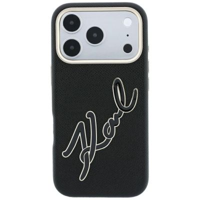 3. Karl Lagerfeld Smooth Big Resin Signature Logo Case for iPhone 18 Pro / 17 Pro - Black