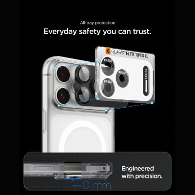 6. Spigen Optik Pro XL Glas.tR EZ Fit Tempered Glass Camera Screen Protector for iPhone 18 Pro Max - Dark Gray