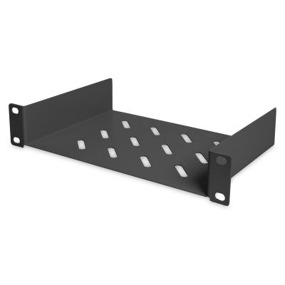 42. 10-inch network kit: 9U wall-mount cabinet, shelf, power strip, 8-port switch, Cat.6 panel, black