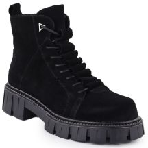 Women's Black Suede Leather Ankle Boots D&A S.Barski Premium Collection JC52-884