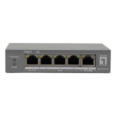 LevelOne PoE+Switch 3xGE PoE/1xHi-PoE 60W unmanaged Plastic