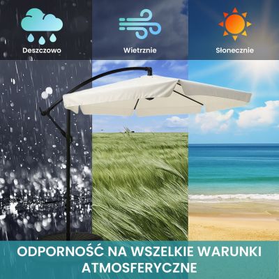 13. Extralink Black Forest Garden Umbrella with Side Panels, Large 3m Beige Cantilever Patio Umbrella with Hexagon Bracket Beige, Black