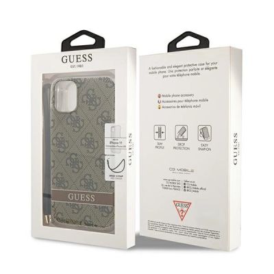 8. Guess GUOHCN61H4STW iPhone 11 brown/brown hardcase 4G Print Strap