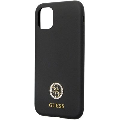 6. Guess GUHCN614DGPK Case for iPhone 11 / Xr - Black Silicone Logo Strass 4G