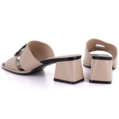 4. Women's beige high-heeled mules Vinceza 62284