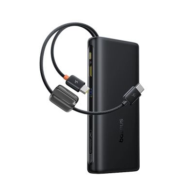 2. Baseus EnerFill FC41 25000mAh 145W Power Bank with Digital Display and Built-in Dual USB-C Cable - Black