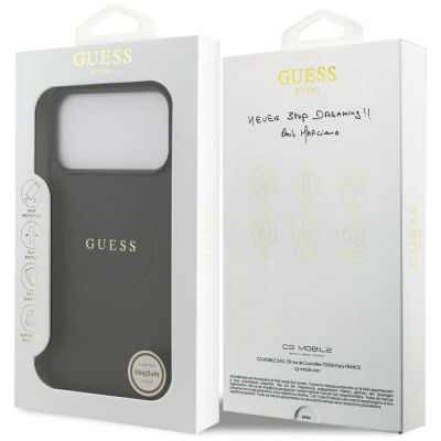 8. Guess Grained Gold Ring MagSafe Case for iPhone 18 Pro Max / 17 Pro Max - Black