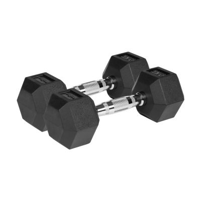 Rubber-Coated HEX Cast Iron Dumbbells 2 x 5 kg REBEL ACTIVE