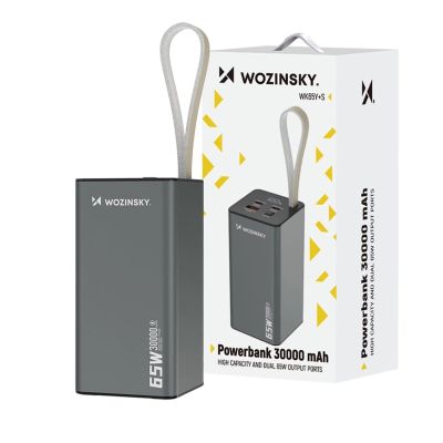 5. Powerbank Wozinsky K65+ 65W 30000mAh 2x USB-C, 1x USB-A 65W - gray