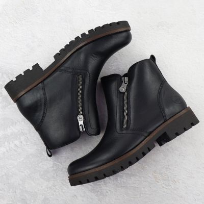 4. Black Leather Women’s Worker Boots Rieker 78556-00