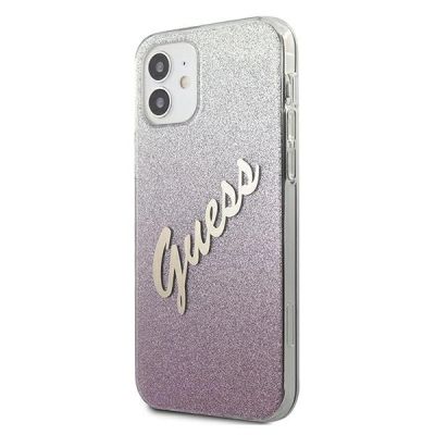 2. Guess GUHCP12SPCUGLSPI iPhone 12 mini 5.4" pink/pink hardcase Glitter Gradient Script