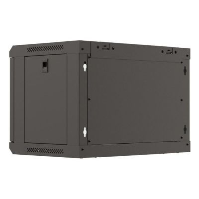 4. Wall-mounted installation rack cabinet 19" 6U 540x350 black glass door LANBERG (Flat Pack)
