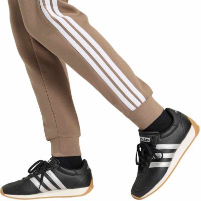 5. Women's adidas Essentials 3-Stripes Fleece Slim Pants Beige KF8317