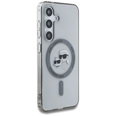 4. Karl Lagerfeld Button Karl & Choupette Heads Printed Logo MagSafe Samsung Galaxy S25 Plus case black