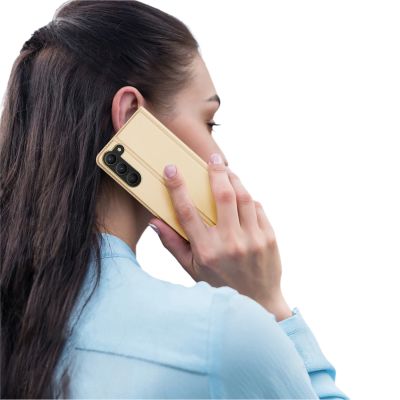 9. Dux Ducis Skin Pro Case for Samsung Galaxy S23+ Flip Card Wallet Stand Gold