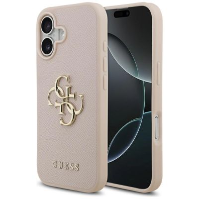 Guess Grained Big 4G & Classic Logo iPhone 17 Case - Pink