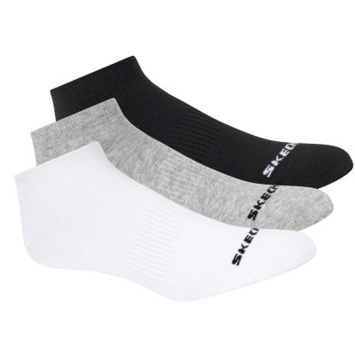 3. Skechers 3pk Unisex Non Terry No Show S114041-107 White 39-42