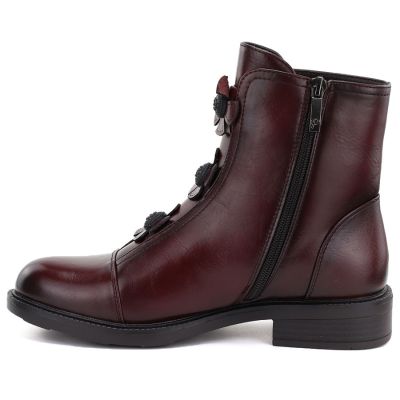 3. Women's ankle boots with decorative flowers, insulated, burgundy, Potocki SZ12852