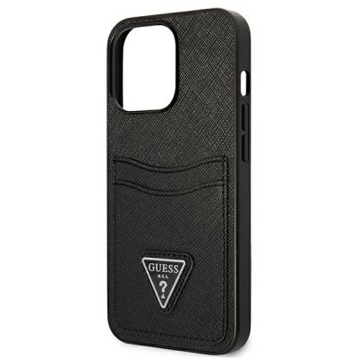 6. Guess Saffiano Triangle Logo Cardslot Case for iPhone 13 / 13 Pro - Black