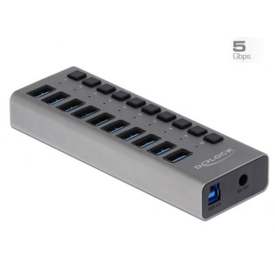 Delock External USB 3.0 Hub with 10 Ports and Switches