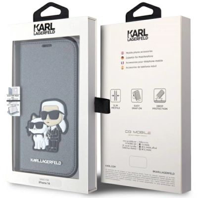 7. Karl Lagerfeld KLBKP14SSANKCPG iPhone 14 6.1" bookcase silver/silver Saffiano Karl & Choupette