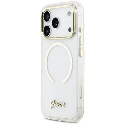 2. Guess IML Script Metal MagSafe Case for iPhone 17 Pro Max - Clear