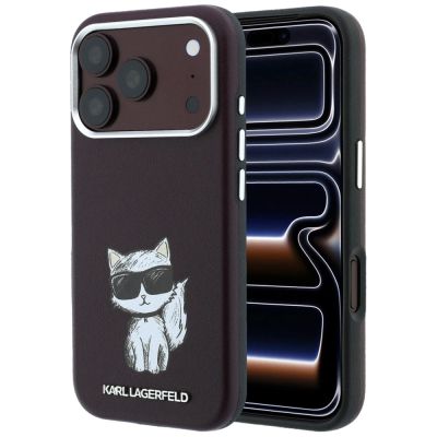 2. Karl Lagerfeld Smooth Choupette Sketch MagSafe case for iPhone 17 Pro / 18 Pro - burgundy