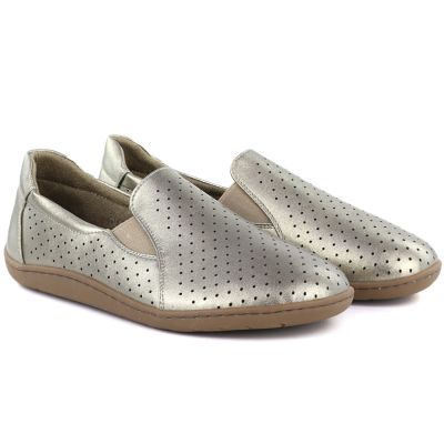 4. Leather openwork barefoot shoes, gold, M.Daszyński OL38-2