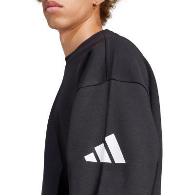 5. Men's adidas Essentials Loose Fit 3 Bar Logo Sweatshirt Black JF3542