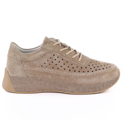 2. Women's leather openwork shoes, light brown, Sergio Leone SP013