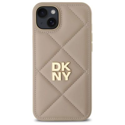 3. DKNY Quilted Stack Logo iPhone 15 Plus Case - Beige