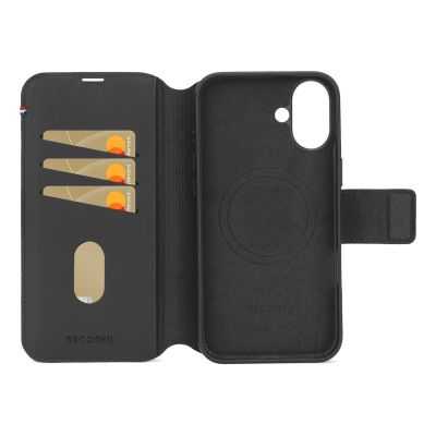 6. MagSafe Compatible Protective Leather Case for iPhone 16, Black