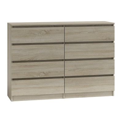 M8 MALWA CHEST OF DRAWERS 140CM SONOMA 8 DRAWERS