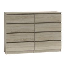 M8 MALWA CHEST OF DRAWERS 140CM SONOMA 8 DRAWERS